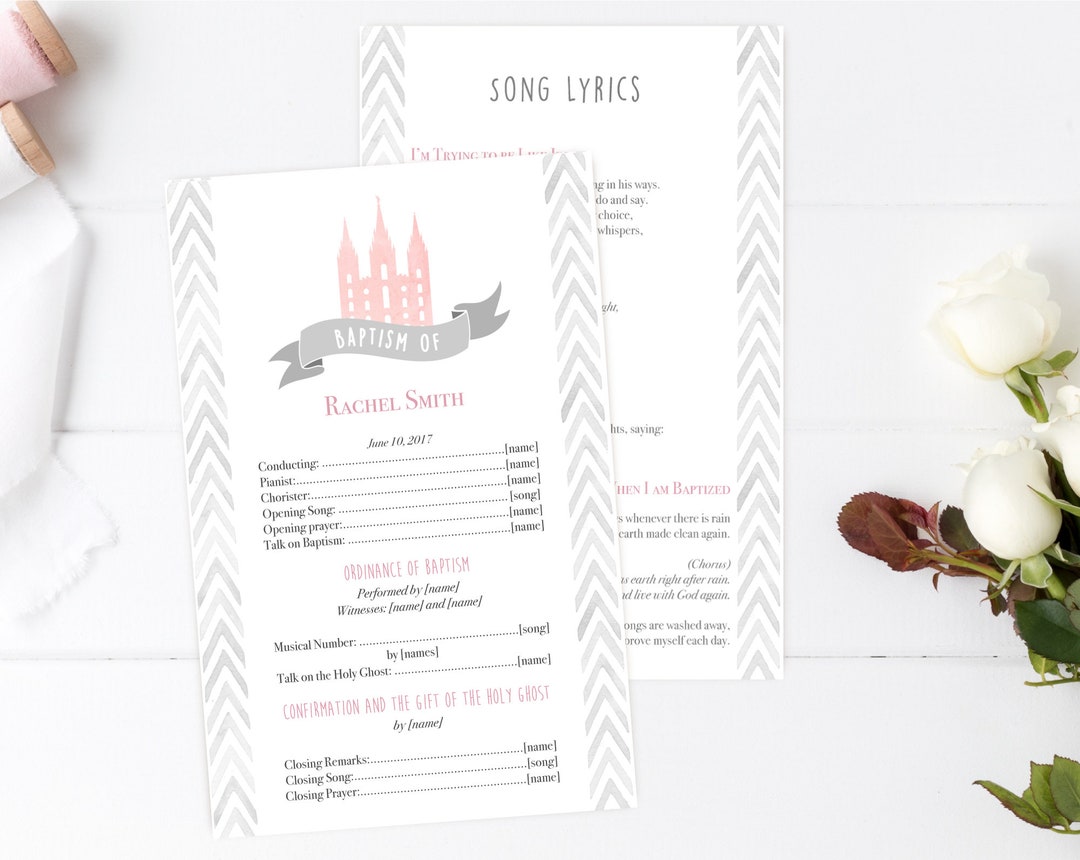 Baptism Program, Editable PDF, LDS Printable Digital Handout Girl ...