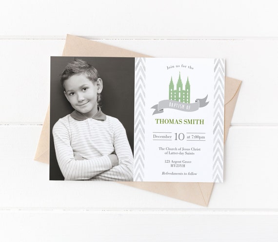 Baptism Invitation Boy Editable file, Instant Download Boy Invitation, LDS Baptism Invite, Baptism Invitation green Boy Baptism, Corjl