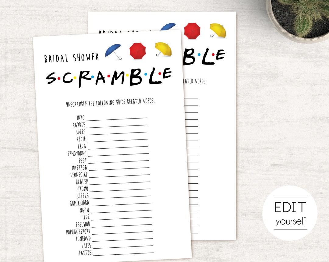 Friends Tv Show Bridal Shower Game, Editable Game, Bachelorette Game ...