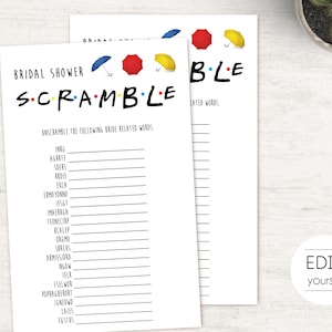 Friends Tv Show Bridal Shower Game, Editable Game, Bachelorette Game ...
