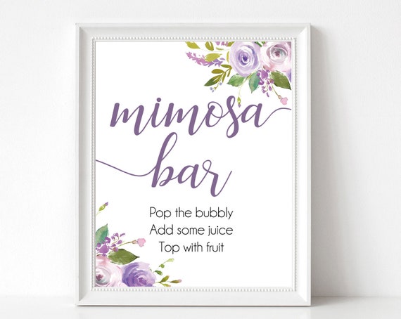 Mimosa Bar sign, Lilac Purple flowers, Bubbly Bar Sign, Wedding Bar Sign, Printable Sign, Wedding Sign, Engagement Party Mimosa