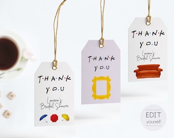 Friends Bridal Shower Favor Tags: Editable Thank You Tags (PDF Template)