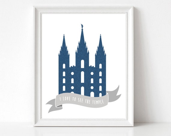 LDS Temple, I love to see the temple, Instant Download, LDS Gift Art, Boy room decor, navy temple