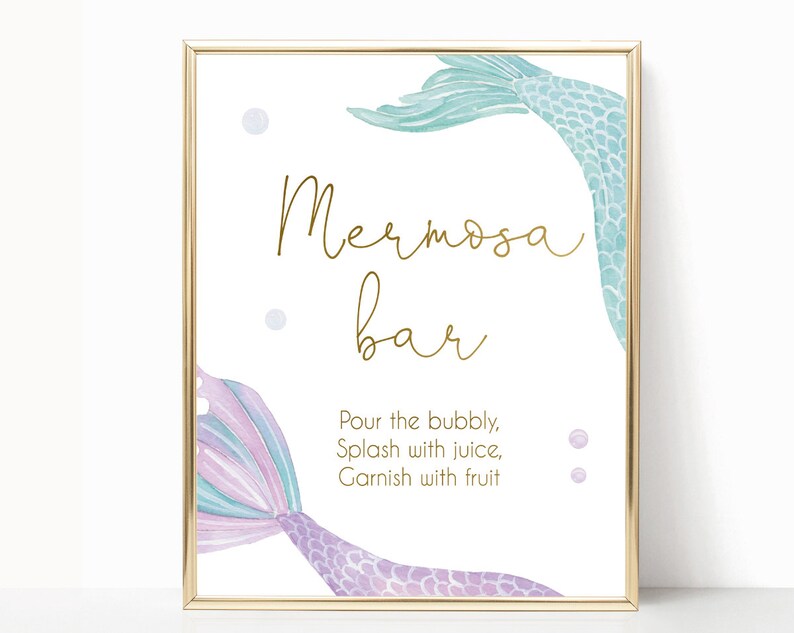 Mermaid Baby Shower Sign, Baby Shower Sign Bundle, Under the sea, Editable Sign, Baby shower Decor Digital Print, Mermaid Tail image 3