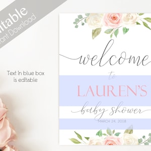 Welcome Sign Baby Shower, Template Baby Shower, Editable PDF, Welcome ...