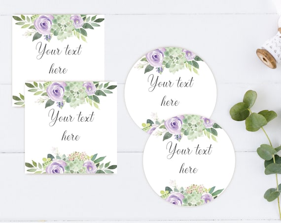 EDITABLE Label / Tag, Mimosa Bar Juice Tags, Bar Drink Tags, Editable Labels Bridal Shower Decoration, Succulent Greenery Lilac Flowers