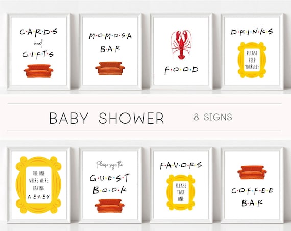 Friends Tv Show Baby Shower Signs, Baby Shower Signs, Friends Theme, Shower Sign Set, Friends Signs, Friends Decor, Friends themed shower