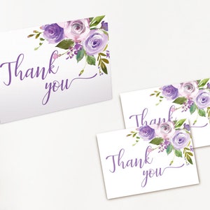 Merci carte douche nuptiale, douche nuptiale imprimable, lilas romantique Floral, merci carte mariée thé, carte de remerciement pliée