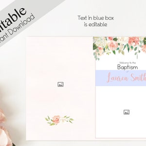 Baptism Program, Editable PDF, Printable Digital Handout Girl Baptism ...
