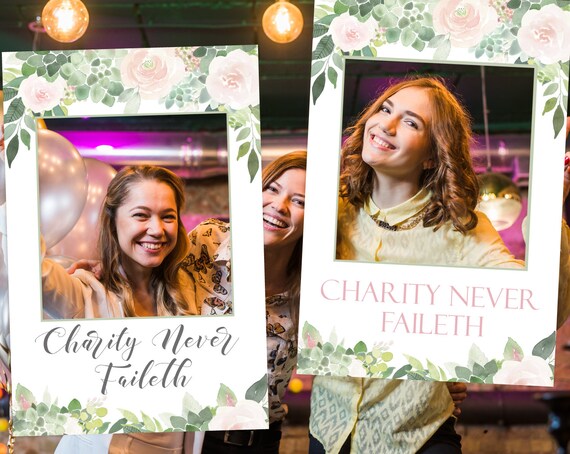 Relief Society Photo Booth Frame, Charity Never Faileth, Relief Society Birthday Party, Succulent Photo Prop Frame. Relief Society Activity