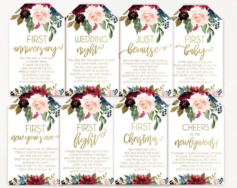 Printable Bridal Shower Wine Tags With Poems for Wedding Gift - Etsy