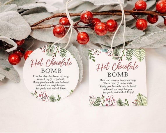 Editable Fall Hot Chocolate Bomb Tags, Bomb Instructions Christmas, Editable Bomb Tag, Printable Hot Cocoa Bomb Tag, Corjl, HC55