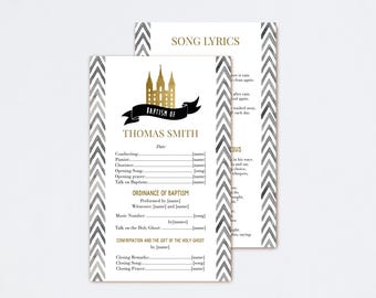LDS Baptism Program, Editable Baptism Program, Gold Black Baptism Program, Instant Download, Baptism Program Template, Corjl