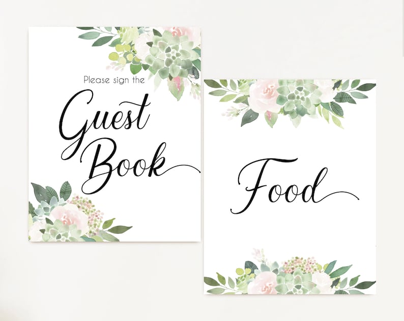 Baby shower Succulent Greenery and black Baby Succulent Signs Editable Sign Baby Shower Sign Package Bundle Baby Shower Sign Set