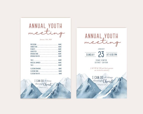 2023 LDS Youth Theme, Annual Youth Meeting Invitation and Program, Editable Invitation Program, Instant Download, I can do all things, Corjl