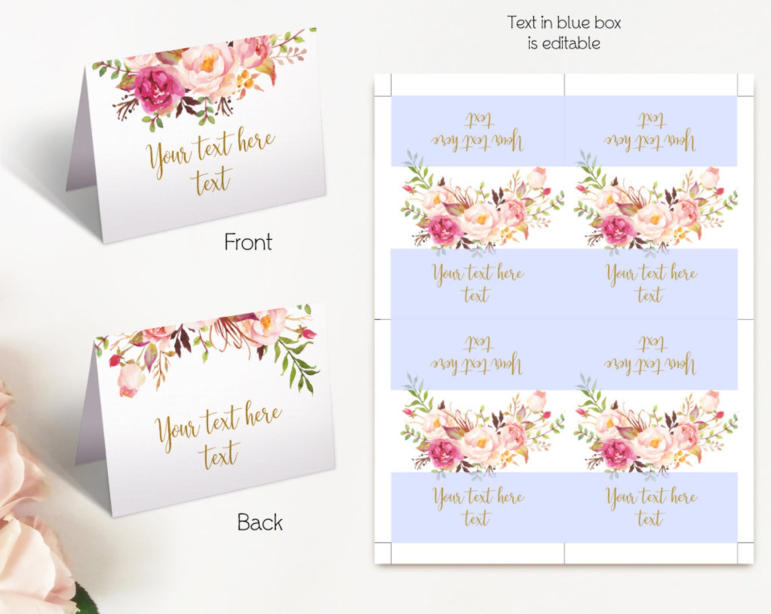 EDITABLE Tent Cards Double Side Tent Flat Cards Printable Etsy UK