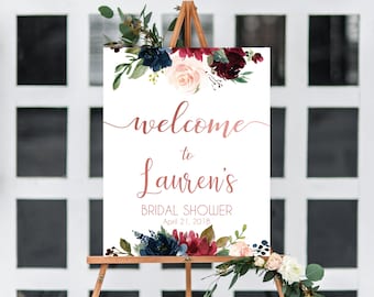 Floral Bridal Shower Welcome Sign, Editable Template (PDF)