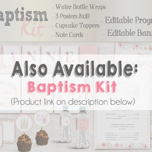 Baptism Program LDS Printable Digital, Editable PDF, Songs Handout Girl Baptism Pink Flowers, Baptism Template, Girl Baptism image 4