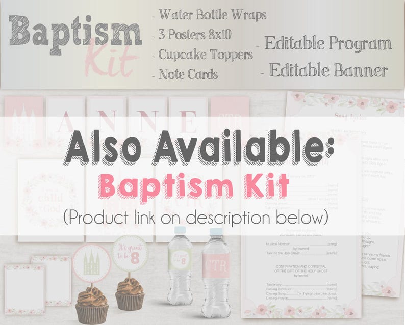 Baptism Program LDS Printable Digital, Editable PDF, Songs Handout Girl Baptism Pink Flowers, Baptism Template, Girl Baptism image 4