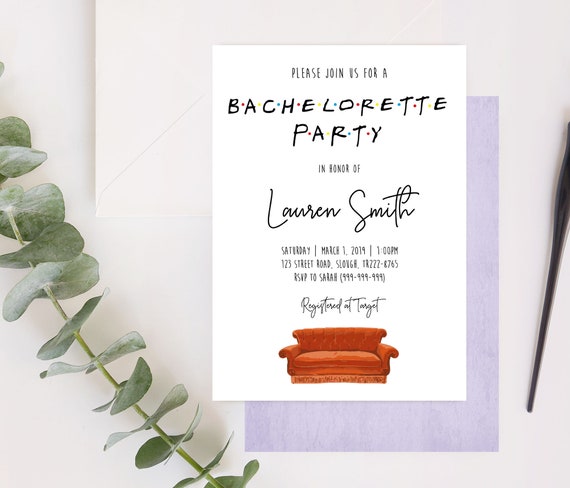 FRIENDS TV Show Bachelorette Party Invitation, Editable Bachelorette Party Invitation, Printable Bachelorette Party Invitation, Corjl