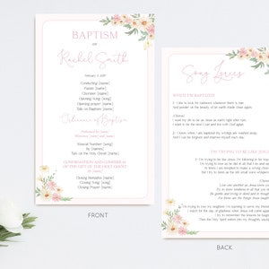 LDS Baptism Program, Editable Baptism Program, Printable Digital ...