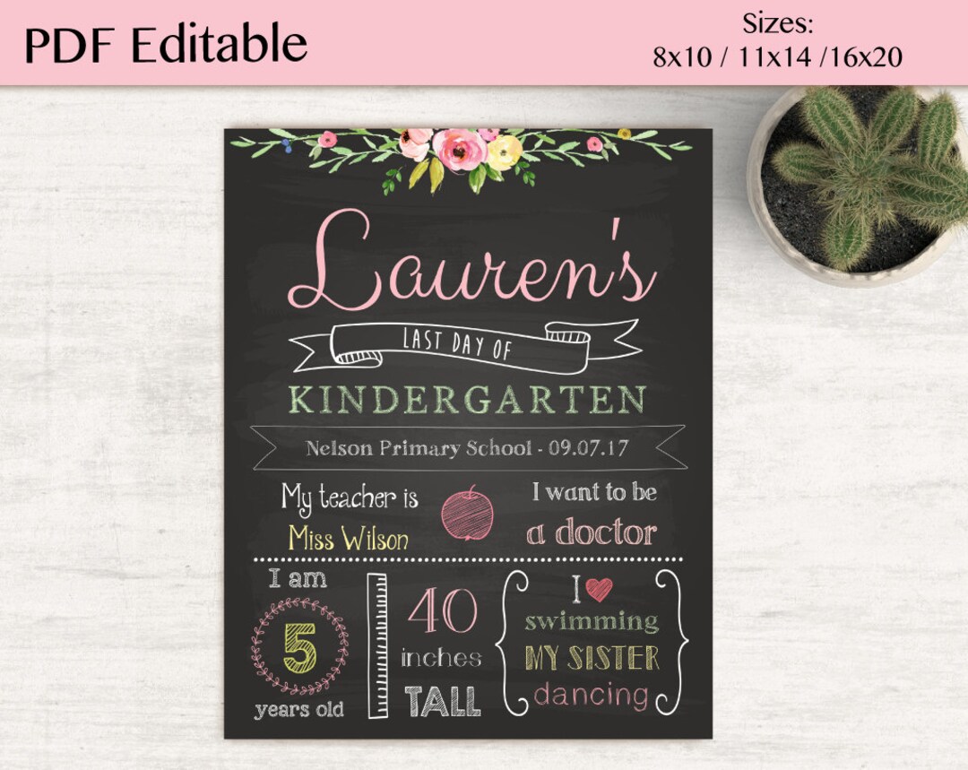 Last Day of School Sign Editable, Last Day of School Chalkboard, DIY ...