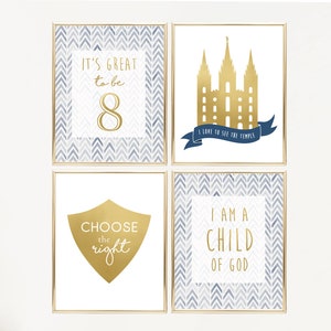 Baptism Poster, LDS Baptism, Baptism Decor, Navy Gold Baptism, Choose the Right, It&#39;s great to be 8, Temple poster, I am a child of God