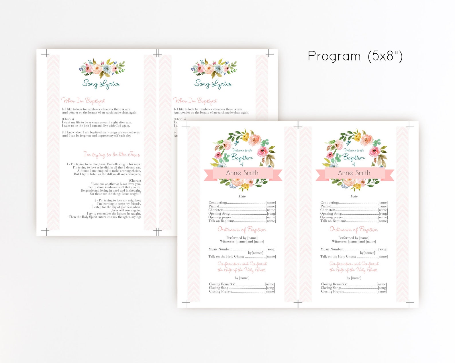Baptism Girl, Editable Baptism Program, LDS Baptism Girl Set, Editable ...