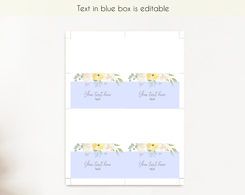 EDITABLE Place Cards Printable Romantic Yellow White Tent | Etsy
