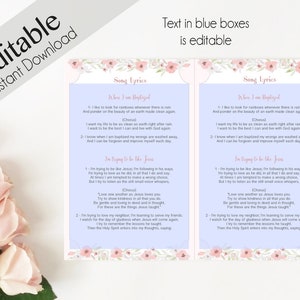 Baptism Program LDS Printable Digital, Editable PDF, Songs Handout Girl Baptism Pink Flowers, Baptism Template, Girl Baptism image 3