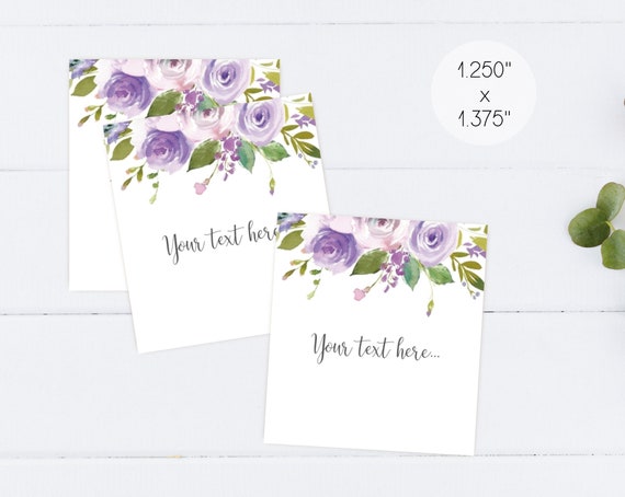 EDITABLE Label / Tag, Editable Labels Bridal Shower Decoration, small bottle label, Lilac Purple Lavender Flower, 1.25x1.375, Corjl