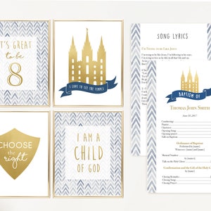 Baptism Poster, LDS Baptism, Baptism Decor, Baptism Program, LDS Baptism Program, Baptism Gold and Navy, It&#39;s great to be 8, Temple poster