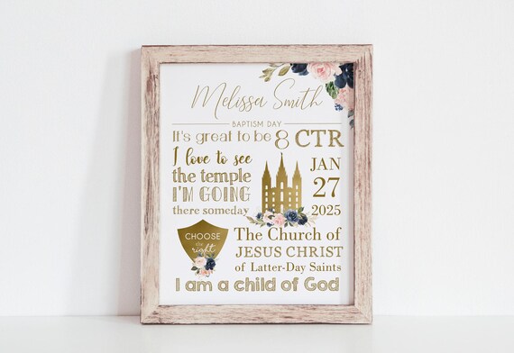 LDS Baptism Subway Art Printable: Girl Baptism (Digital Download)