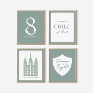 Baptism Poster, LDS Baptism, Baptism Decor, Green Baptism, Choose the Right, It&#39;s great to be 8, Temple poster, I am a child of God
