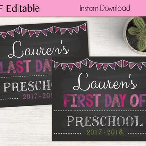 First Day of School / Last Day of School Chalkboard Print, PDF Editable, Art Print, Chalkboard Sign, Kindergarten, Grade, INSTANT DOWNLOAD