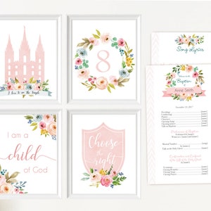 LDS Baptism, Editable LDS Baptism Program, Poster Baptism, Choose the Right, I love to see the temple I&#39;m a child of God, Instant Download