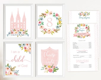 LDS Baptism, Editable LDS Baptism Program, Poster Baptism, Choose the Right, I love to see the temple I'm a child of God, Instant Download