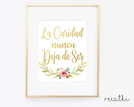 La Caridad nunca deja de ser, En Español, Charity Never Faileth Poster in Spanish, LDS Relief Society, Instant Download, LDS print, Gold