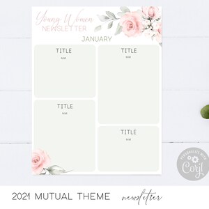 Editable Newsletter Young Women, 2021 LDS Young Women Theme, 2021 Mutual Theme, A Great Work, Instant Download, Young Women Printable, Corjl