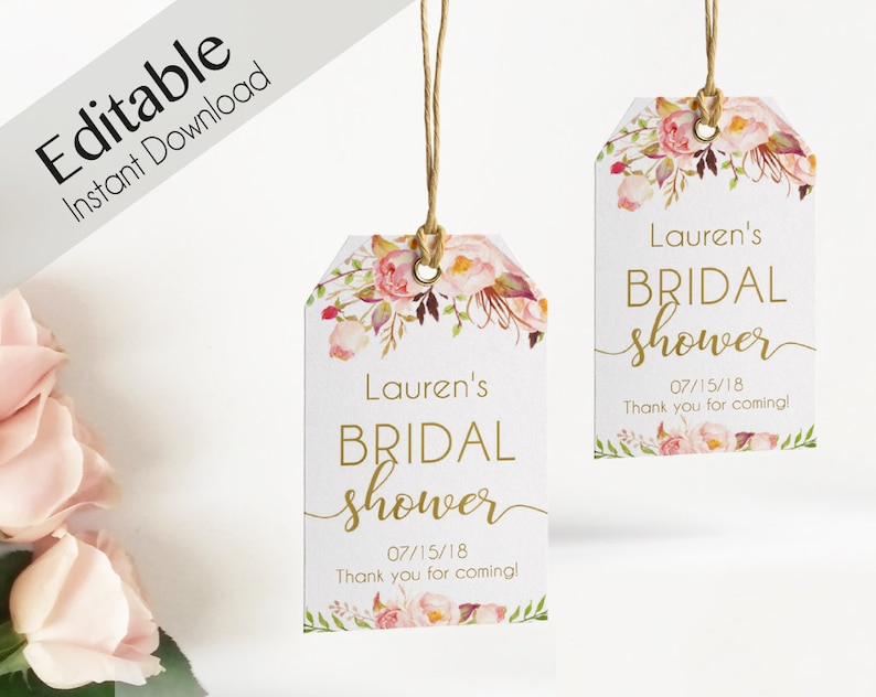 Favor Tag Bridal Shower Template Editable PDF Wedding Shower - Etsy