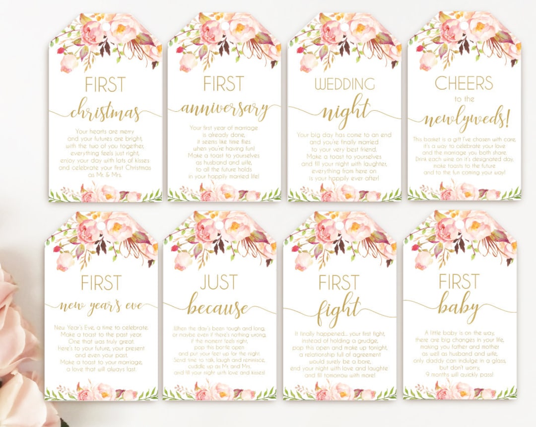 Printable Bridal Shower Wine Tags With Poems for Wedding Gift Basket ...