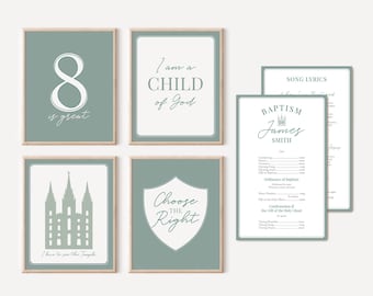 Baptism Poster, LDS Baptism, Baptism Decor, Baptism Program, LDS Baptism Program, Green Baptism , It's great to be 8, Temple poster