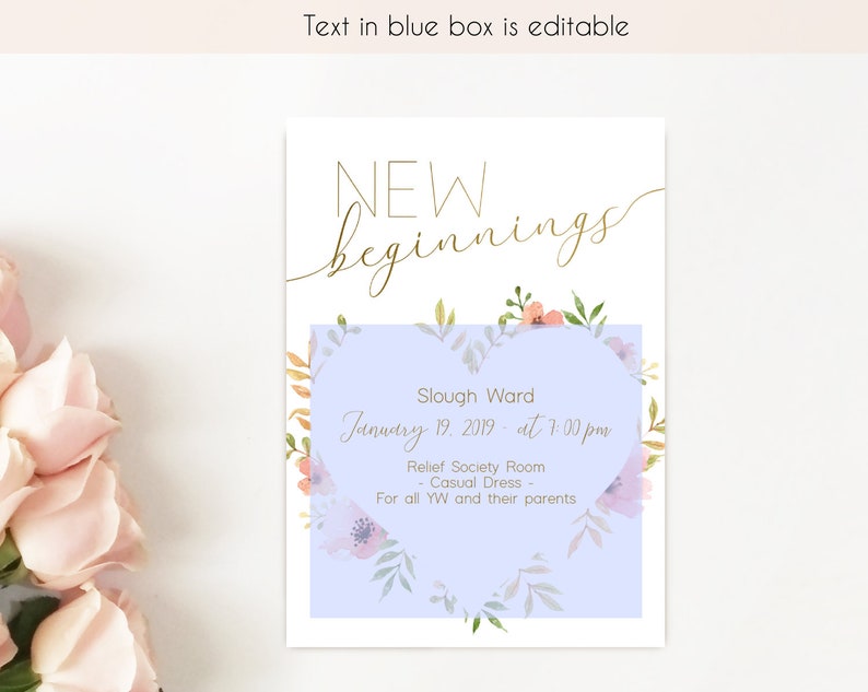 Editable New Beginnings Invitation Young Women LDS - Etsy