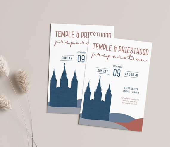 Temple and Priesthood Preparation Meeting, EDITABLE Invitation Printable, LDS invitation, Instant Download, Temple invitation, Corjl, TP12