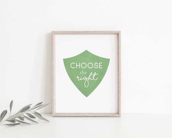 CTR Choose The Right, baptism lds, Green ctr, LDS Home Decor, Instant Download, Digital Printable, Home Decor Print LDS Gift Girls