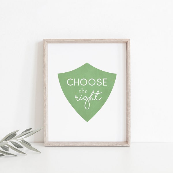 CTR Choose The Right, baptism lds, Green ctr, LDS Home Decor, Instant Download, Digital Printable, Home Decor Print LDS Gift Girls