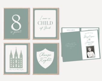 Baptism Poster, LDS Baptism, Baptism Decor, Baptism Program, LDS Baptism Program, Green Baptism , It's great to be 8, Temple poster