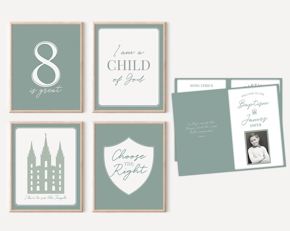 Baptism Poster, LDS Baptism, Baptism Decor, Baptism Program, LDS Baptism Program, Green Baptism , It's great to be 8, Temple poster