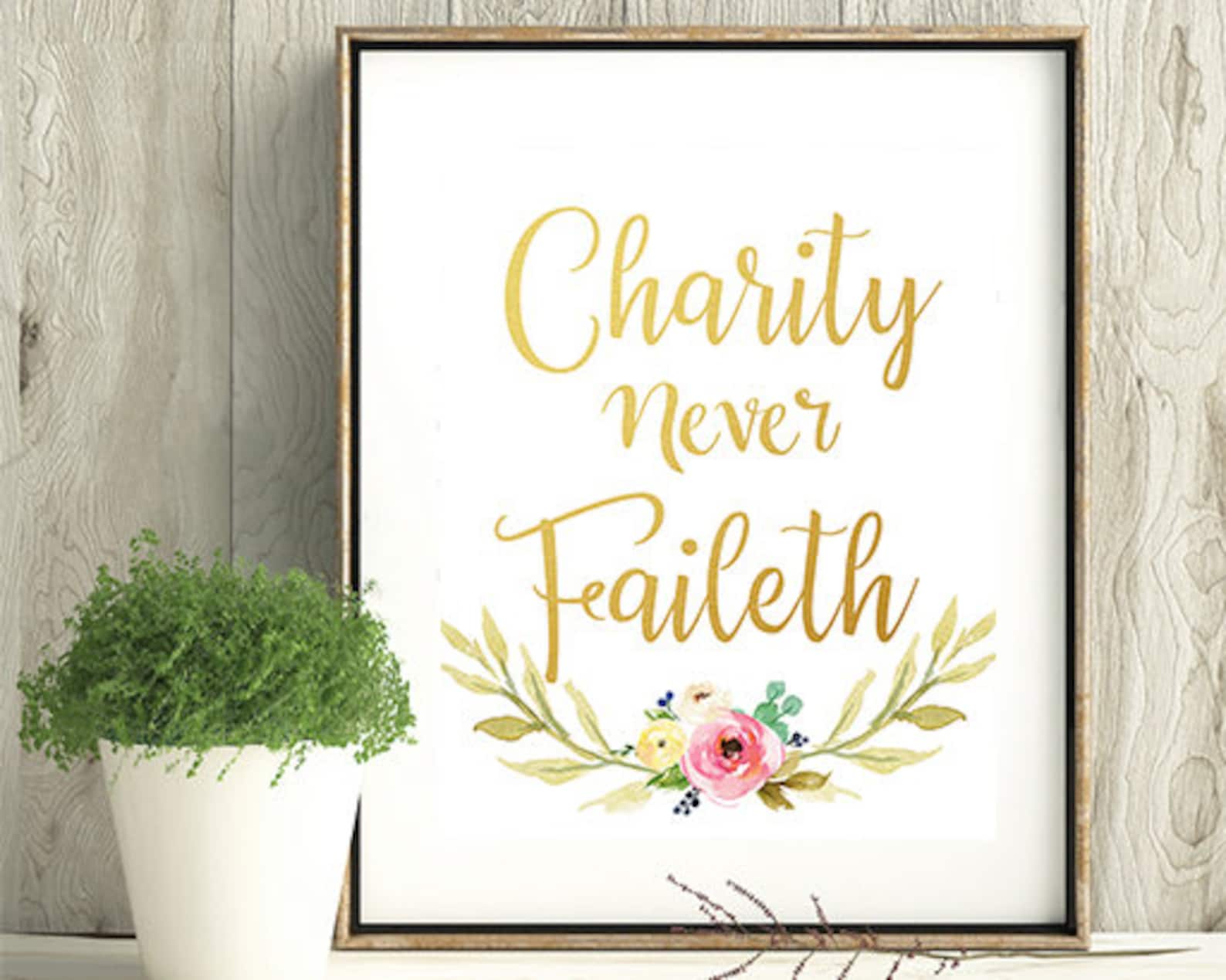 Charity Never Faileth Poster Relief Society LDS Relief Etsy