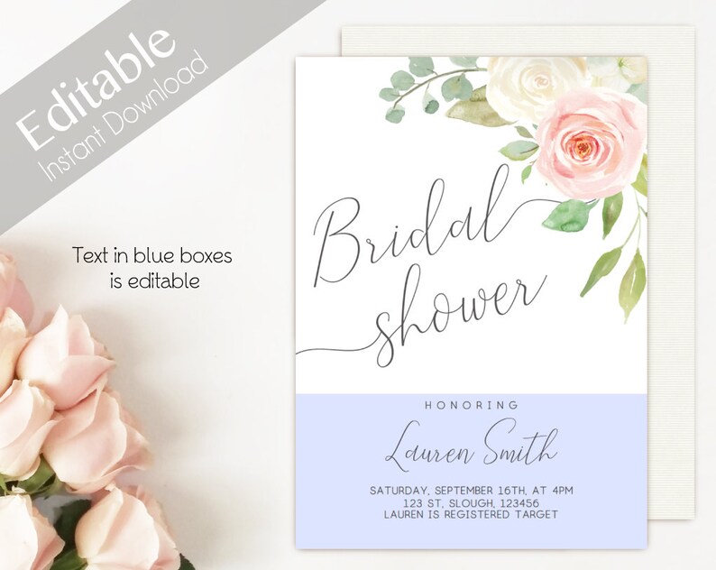 Bridal Shower Invitation Set Editable PDF Bridal Shower Etsy